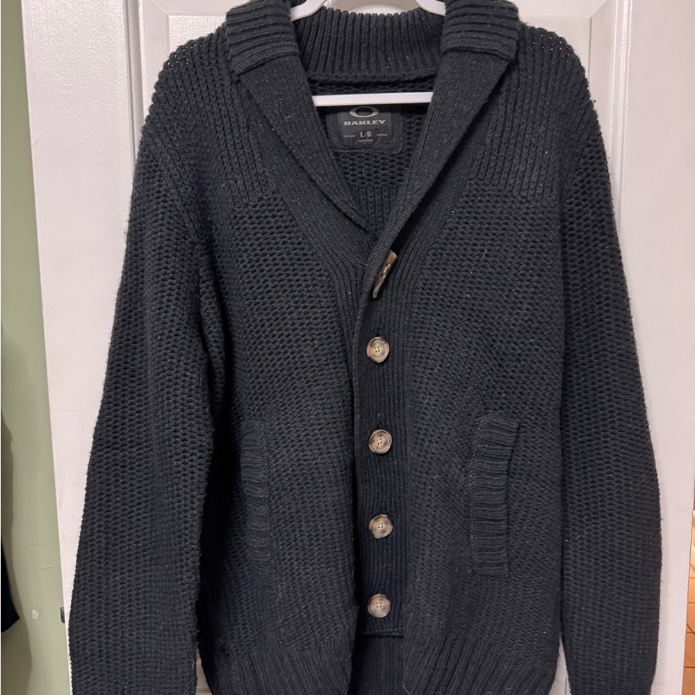 Oakley Black Cardigan Sweater Classic Knit